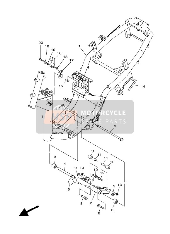 5P0F71140000, Butee,  Bequille Cent, Yamaha, 0